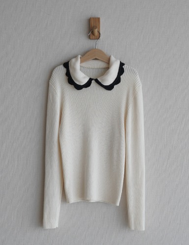 [SS23 MF #11] Petal-neck sweater_WHITE