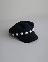 [SS23 MF #29] Pearl decorated hat_BLACK