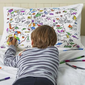world map pillowcase - colour in &amp; learn