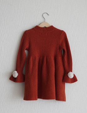 [AW22 MES KIDS DES FLEURS] KNITTED DRESSES_RED