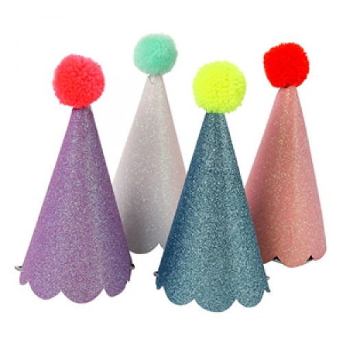 메리메리 Glitter Party Hats With Pom Poms