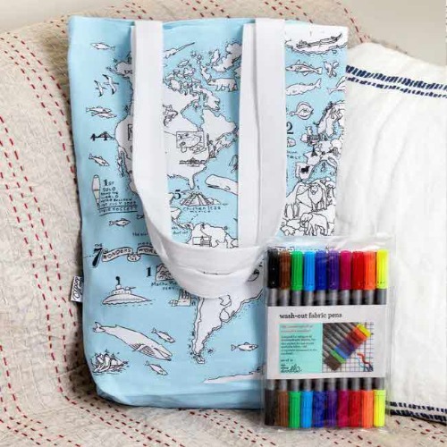 colour &amp; carry world map tote bag