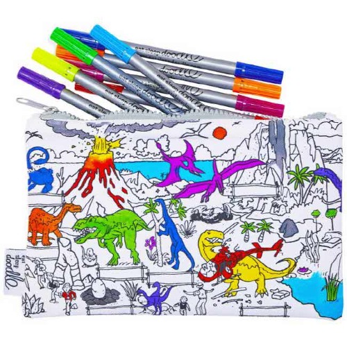 dinosaur pencil case - colour in &amp; learn