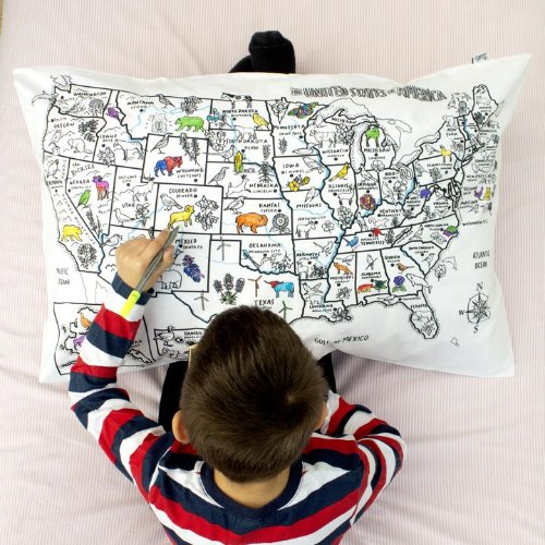 US map pillowcase - colour in &amp; learn