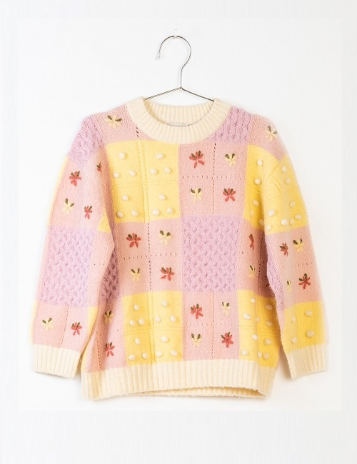 [FISH&amp;KIDS] PATCHWORK SWEATER - PINK/YELLOW